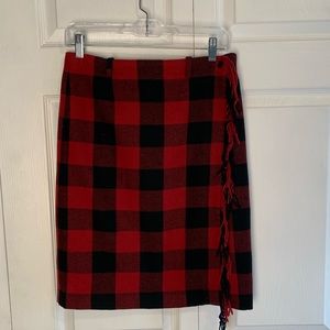 Vintage red and black checked wrap skirt
